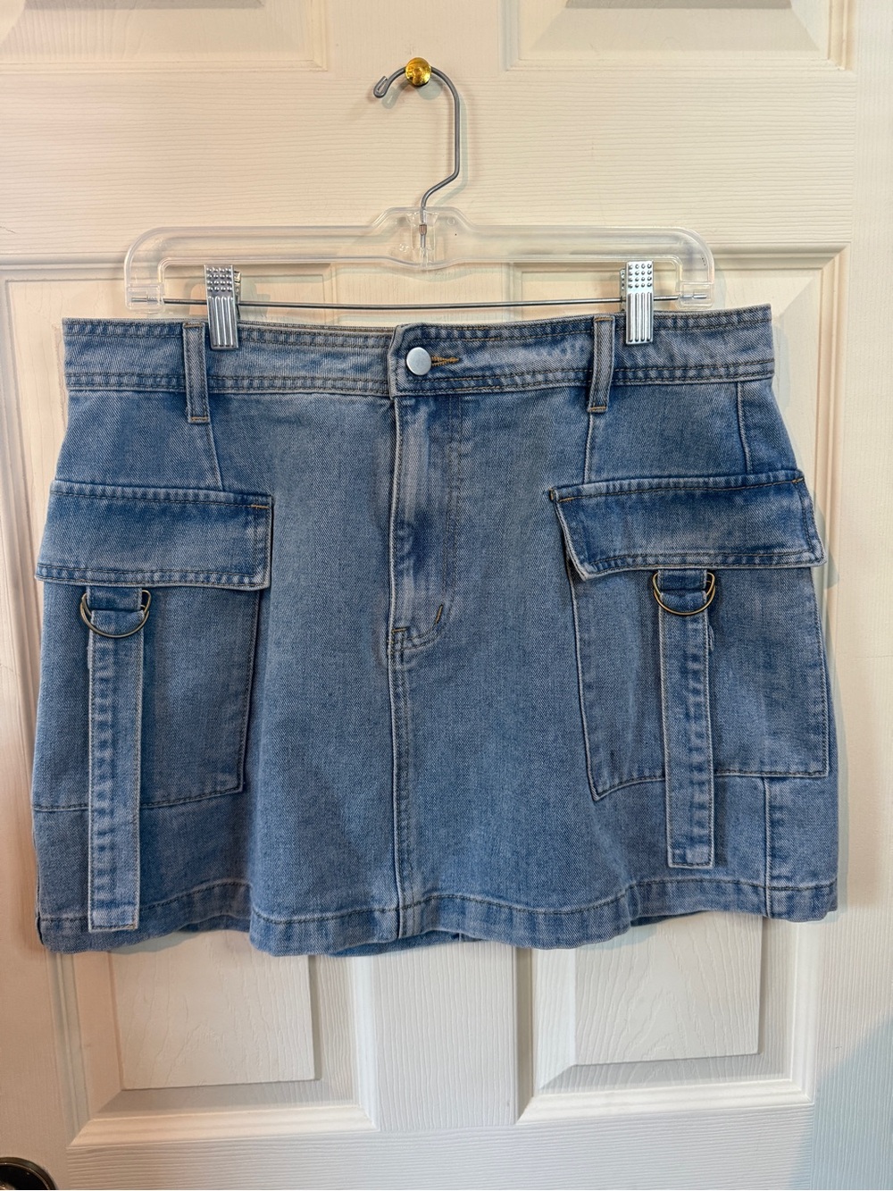 Cider Blue Denim Jean Cargo Mini Skirt Size XL